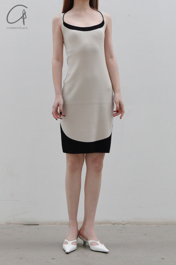SWAYING/KNIT contrasting color collar vest skirt SW23SS2L02 meters gray PS57